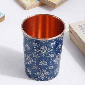 Gobelet en cuivre imprimé de triangles géométriques, verre à boire coloré design, tasse en métal moderne, vaisselle réutilisable, articles cadeaux - Product Image 4