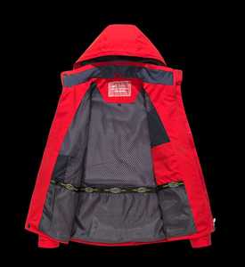 Men's Winter <b>Waterproof</b> Hooded Puffer <b>Jacket</b> Solid Color Sporty Design Stand Collar Zipper Closure <b>Red</b> Black - Product Image 6