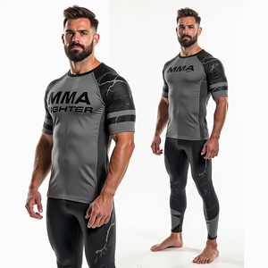 Rashguard personnalisé MMA, design personnalisé, coupe compressive, manches courtes, kimono de Jiu Jitsu, rashguard pour les séances de grappling - Product Image 6