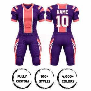 Conjunto de Uniforme de Fútbol Americano Personalizado para Hombre, Sublimado, Cuello en V, Manga Corta, Poliéster Transpirable, Ajustado, para Todas las Temporadas - Product Image 3