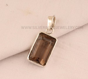 Colgante de Plata de Ley 925 con Cuarzo Ahumado al por Mayor, Colgante de Gema de Cuarzo Ahumado Natural, Joyería de Plata Hecha a Mano, Cristal Marrón - Product Image 2