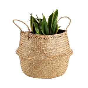 PHU HAO Handmade Natural <b>Straw</b> Storage <b>Basket</b>-Foldable Rustic Home Decor - Product Image 1