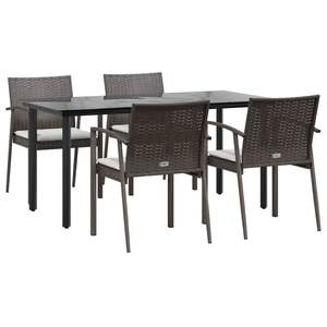 Conjunto de Comedor de Jardín de Mimbre Sintético Marrón de Durabilidad Media - Product Image 3