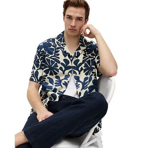 Men’s Pure Cotton Floral Print Short Sleeve Casual Shirt Lightweight Breathable Summer Beach Vacation Button <b>Down</b> Top - Product Image 1