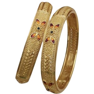 Elegant Meenakari Beaded Alloy Brass Gold Finish High Shine Craft Bangles <b>Set</b> Designer Traditional <b>Bracelet</b> Jewelry Women Party - Product Image 4