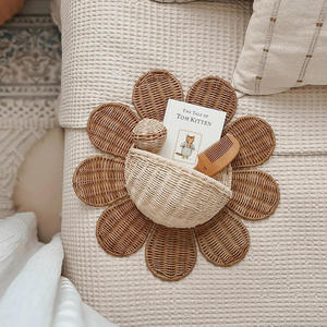 Nordic Style Flower Rattan Wall-Mounted Shelf for Kids Room Aesthetic Wicker Hanging <b>Basket</b> Nursery <b>Toy</b> <b>Storage</b> Wall Decor Rack - Product Image 3