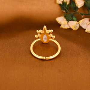 Anillo de Latón Chapado en Oro con Piedra Lunar Arcoíris Natural y Circonita Cúbica, Joyería de Moda para Mujer - Product Image 3