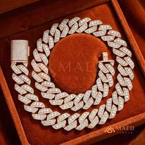 Rose Gold Moissanite Cuban Link Chain Necklace Iced Out Hip Hop Luxury Statement Jewelry <b>Gift</b> For Men - Product Image 4