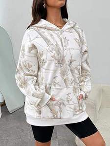 Sudadera con capucha extragrande para mujer, estampado floral, manga larga con bolsillos, ropa transpirable para otoño - Product Image 4