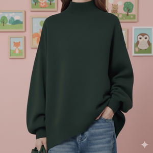 เสื้อสเวตเชิ้ตผู้หญิงแบบสวมใส่สบายสำหรับฤดูใบไม้ร่วง/ฤดูหนาว คอเต่า แขนยาว ทรงโอเวอร์ไซส์ คุณภาพสูง เป็นมิตรต่อสิ่งแวดล้อม พร้อมโลโก้ด้านหน้า - Product Image 5