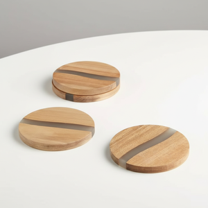 Posavasos de resina y madera, diseño artesanal, juego de posavasos para bebidas, decoración para mesa de café o té, regalo para el hogar - Product Image 1