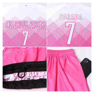 Uniforme de Fútbol Sublimado Rosa y Blanco, Transpirable, Absorbente de Humedad, Equipación de Fútbol Personalizada, Ropa Deportiva para Equipos - Product Image 5