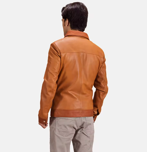 เสื้อแจ็คเก็ตหนังผู้ชายสำหรับฤดูหนาว แบบมีฮู้ด คอเสื้อแบบคอกลม มีโลโก้ด้านหน้า แห้งเร็วและระบายอากาศได้ดี - Product Image 2