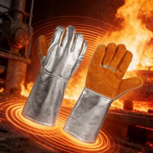 Guantes Resistentes al Calor Aluminizados STALWART IMPEX para Coser, con Palma de Cuero Dividido y Puño de Seguridad, 14 Pulgadas, para Soldadura a Alta Temperatura - Product Image 4