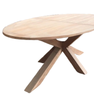 Table à manger ovale en bois Barkington avec des pieds croisés uniques, conçue pour la salle à manger. - Product Image 2