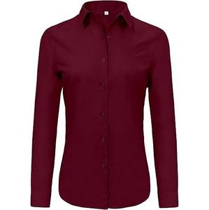 Camisas de Vestir Personalizadas para Mujer, Manga Larga, Blusas de Oficina Casuales, Ecológicas, Transpirables, 100% Algodón, Silueta Recta - Product Image 1