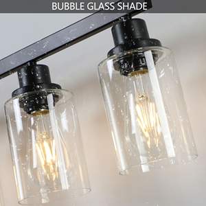 8-Light Modern Iron Metal Bathroom <b>Vanity</b> Light 51" <b>Black</b> Wall Fixture with Clear Glass Shades and Mirror Dressing <b>Table</b> - Product Image 5