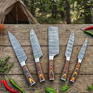 Premium Damascus Steel Chef <b>Knife</b> <b>Set</b> with Wood Handle Design for Home Kitchen Cooking Food Preparation Chef <b>Knife</b> <b>Sets</b> - Product Image 1