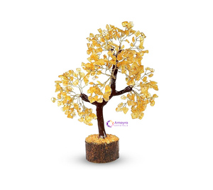 CITRINE Gemstone Waterproof 300 Beads Wooden Base Handmade Mascot Theme <b>Tree</b> Decor Flower <b>Pot</b> Wholesale AMAYRA CRYSTALS Gujarat - Product Image 1