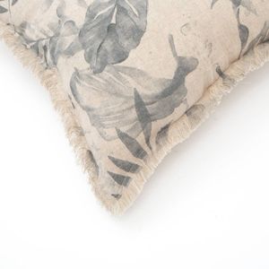 Cojín de Asiento de Lino Gris con Estampado y Flecos, Diseño de Almohada Elegante para Comodidad y Estilo - Product Image 3