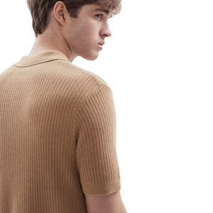 Polo en maille ondulée pour homme, manches courtes, coton premium texturé, coupe ajustée, décontracté et élégant, idéal pour l'été, vente en gros - Product Image 6