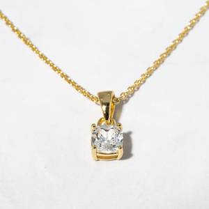 Wholesale IGI Certified 1 Ct 14K Yellow Gold Plated CVD Lab Grown VVS Diamond Brilliant Cut Color <b>D</b> Luxury Engagement <b>Necklace</b> - Product Image 1