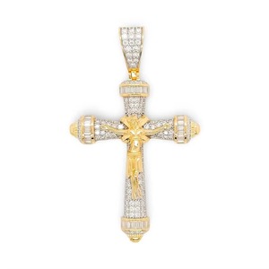 Colgante de Cruz con Moissanita + Aleación de Zinc y Plata 925 con Microincrustaciones de Diamantes, Regalo Religioso Unisex - Product Image 1