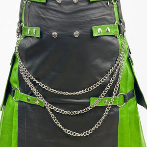 Kilt de Cuero para Hombre en Negro y Verde Oscuro, Estilo Moderno - Product Image 4