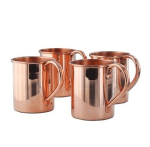 Modern Wabi Sabi Copper Mugs Sleek Mirror Metal <b>Drinkware</b> Set Luxury Metallic Seamless Cocktail Tumbler Loop Handle Pack - Product Image 1