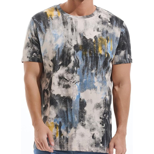 เสื้อยืดแขนสั้นผู้ชาย ลายมัดย้อม คอกลม ทรงลำลอง ผ้าถัก ลายหลากสี - Product Image 4