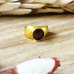 New Trendy Fashionable Boho <b>Garnet</b> <b>Ring</b> Minimalist Brass <b>Rings</b> for Women 18k Gold Plated Chunky Jewelry for Wholesale/OEM/ODM - Product Image 4