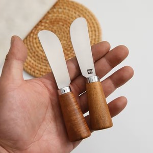 Premium <b>Wooden</b> Grip Sandwich Spreader Knife Smooth Edge Utensil for Toast Butter Honey Jam Bakery Cafe Restaurant Dining - Product Image 3