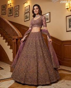 <b>Pink</b> Embroidered A-Line Lehenga Choli with Button Dupatta Traditional <b>Wedding</b> <b>Dress</b> Women Floor Length Party Outfit - Product Image 4