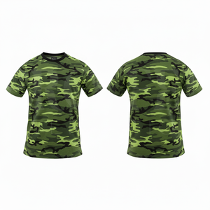 เสื้อยืดแขนสั้นคอกลมลายพรางแฟชั่นสตรีทแวร์ทันสมัย ผลิตตามแบบ OEM/ODM ผ้าฝ้ายสีน้ำตาลพิมพ์ลายพรางด้วยเทคนิค Sublimation - Product Image 6