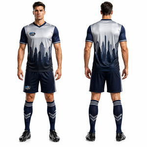 Conjunto de Uniforme de Fútbol Moderno al por Mayor, Profesional, de Doble Tejido de Poliéster, Transpirable, Elástico en Cuatro Direcciones, de Secado Rápido, para Equipos - Product Image 1