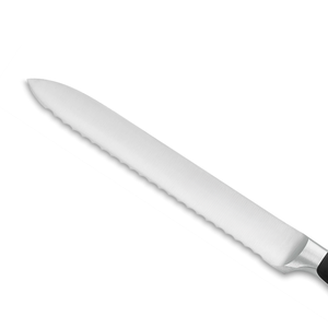 Couteau utilitaire professionnel de 5 pouces à lame dentelée en acier inoxydable, manche noir à triple rivet pour cuisine, fruits, pain, tomates - Product Image 4