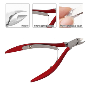 Ergonomic Red Handle Cuticle <b>Trimmer</b> High Precision Nail Dead Skin Remover Sharp Steel Nail Clippers For Wholesale Rate - Product Image 5
