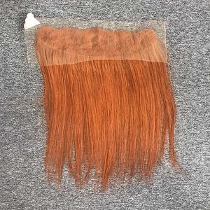 Vente en gros Original 100% cheveux humains vietnamiens perruque droite naturelle en perruque frontale de couleur orange avec extensions de machine - Product Image 4