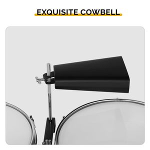 Ensemble de timbales acoustiques professionnelles 13 et 14 pouces avec support et cloche, finition argentée, doté d'une chambre de percussion en érable - Product Image 4