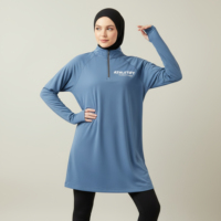 Haut à manches longues modeste pour femme musulmane, avec trous pour les pouces, élégant, confortable, respirant, UPF50+, séchage rapide, vêtements de sport pour toutes les saisons