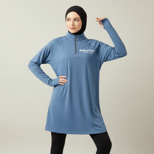 Blusa Musulmana Modesta de Manga Larga para Mujer con Orificios para Pulgares, Elegante, Cómoda, Transpirable, UPF50+, de Secado Rápido, para Todas las Temporadas - Product Image 1