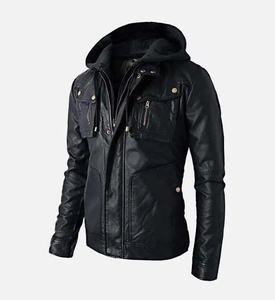 Stylish Black Men’s <b>Winter</b> Leather Jacket Custom Logo Zipper Private Label All Sizes - Product Image 5