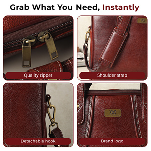 WRIZA Genuine <b>Leather</b> <b>Soft</b> Laptop <b>Bag</b> for Men 15.6 Inch Luxury Fashion Simple Adjustable Shoulder Strap Black Durable Waterproof - Product Image 4