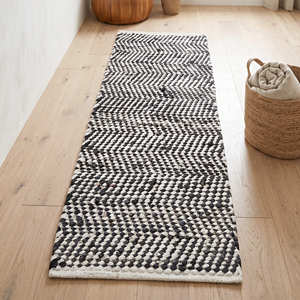 3' x 10' Black Textured Recycled Leather Hallway Runner for Entryway Industrial Modern Farmhouse & Nordic Home - Product Image 5