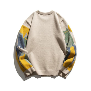 Men's Patchwork Knit <b>Sweater</b> Full Sleeve Spliced Design Autumn Wear Anti-Pilling Regular Fit Pullover - Product Image 1