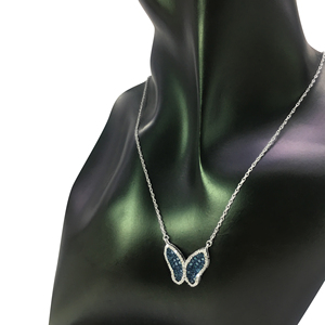 Collar con Colgante de Diamantes Naturales Blancos y Azules de 0.87 Cttw para Mujer en Plata de Ley 925, Cadena de 18 Pulgadas, Corte Redondo (Color G-H) - Product Image 4
