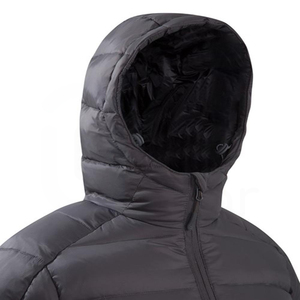 Veste d'hiver noire pour homme avec capuche, fermeture éclair, coupe-vent, style décontracté, couleur unie, rembourrée de duvet, coupe classique - Product Image 6