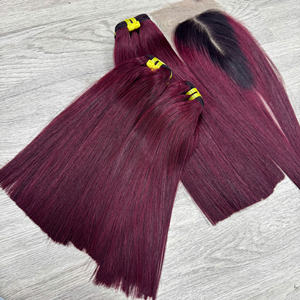 Ensemble Ensemble avec fermeture Bourgogne Trendy Couleur Extensions de cheveux Fermeture Transparent Dentelle Humaine Vietnamienne Bon Prix - Product Image 5