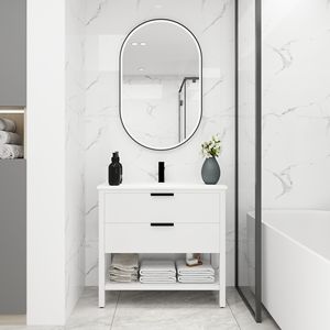 Vanità da bagno da 36 pollici con 2 cassetti in compensato 36x18 elegante da bagno - Product Image 1