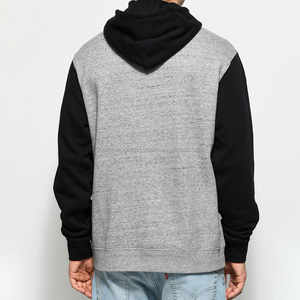 Sweat à capuche personnalisable avec logo brodé, anti-rétrécissement, gris chiné anthracite avec manches noires, teinture unie, idéal pour l'été - Product Image 6